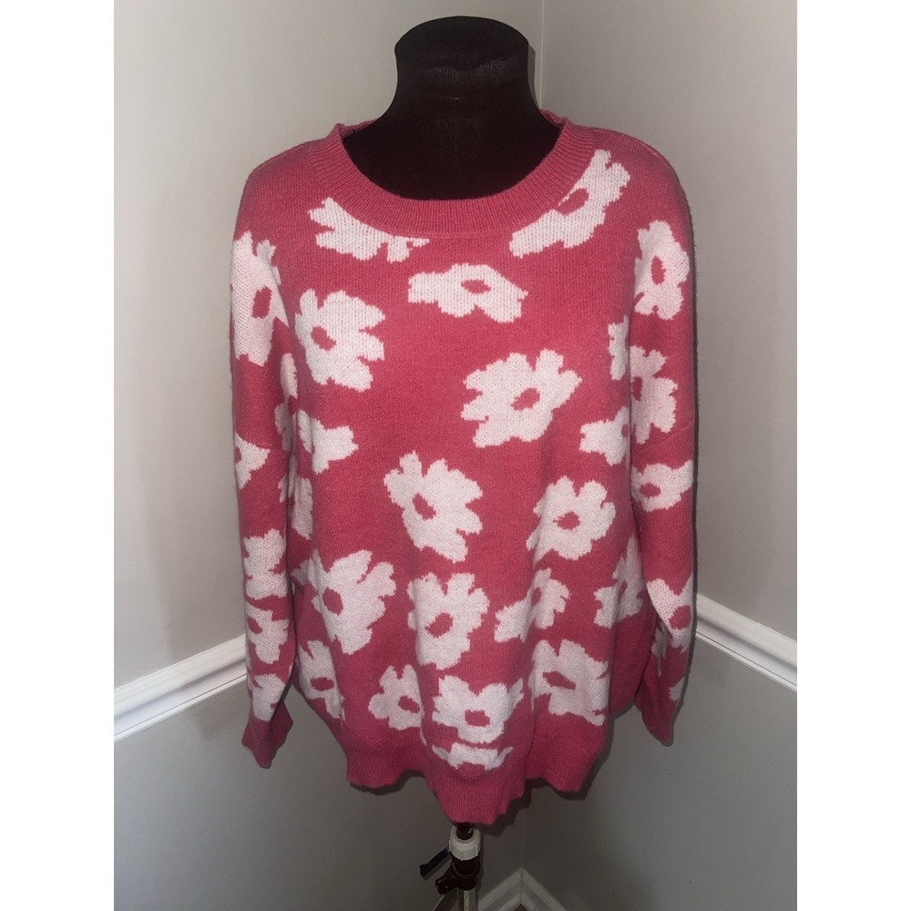 Maurices Pink Floral Jacquard Sweater Womens‎ XXL